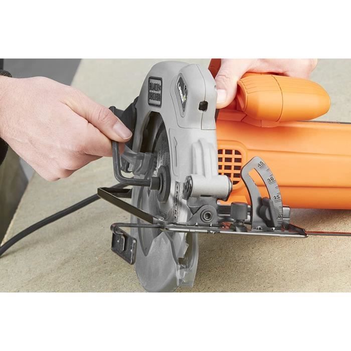 Scie Circulaire Filaire 1250W BLACK + DECKER (Livrée avec 1 lame + 1 guide parallele + 1 clé Allen)- CS1250L-QS