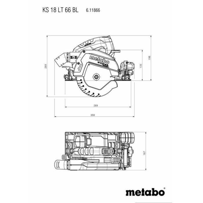 Scie circulaire portative sans fil - METABO - KS 18 LTX 66 BL - 18 V - lame de scie circulaire carbure