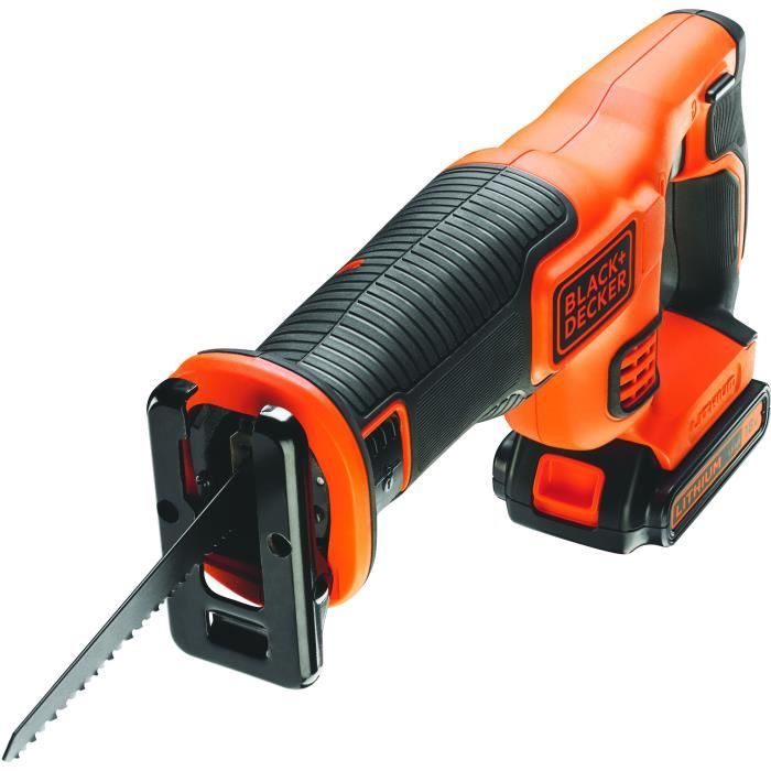 Scie Sabre sans fil BLACK + DECKER - 18V - Débattement 22mm - Livrée avec 1 batterie et 1 lame de 15cm