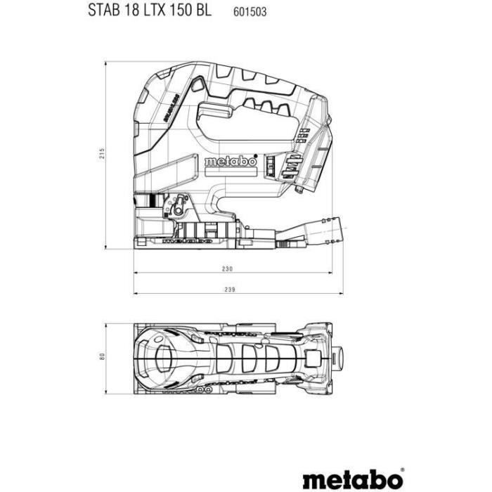 Scie sauteuse sans fil - METABO - STAB 18 LTX 150 BL - 18 V - MetaBOX 145 L