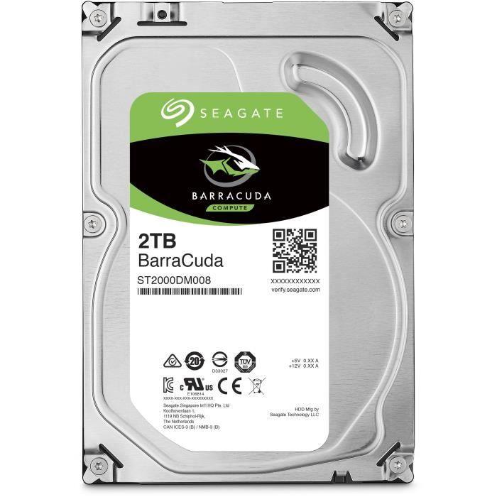 SEAGATE - Disque dur Interne HDD - BarraCuda - 2To - 7200 tr/min - 3.5 - Paloma Tech