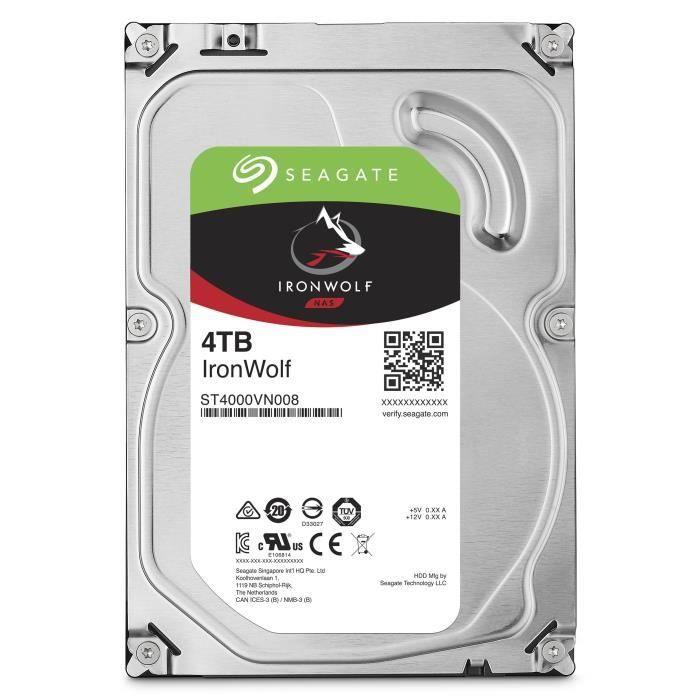 SEAGATE - Disque dur Interne - NAS IronWolf - 4To - 3.5 - 5400 tr/min (ST4000VN006) - Paloma Tech