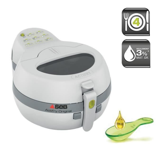 SEB ActiFry Original Friteuse sans huile Cuve amovible 1 kg 3 % de matiere grasse Cuisson saine Air Fryer Blanche