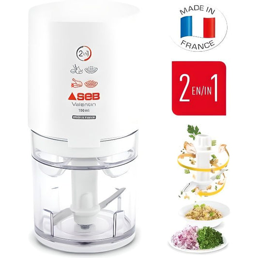 SEB Valentin Mini hachoir électrique 220 W 1 vitesse Lames inox Capacité 50 g Mixeur Fabriqué en France 855306