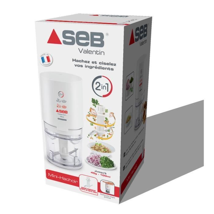 SEB Valentin Mini hachoir électrique 220 W 1 vitesse Lames inox Capacité 50 g Mixeur Fabriqué en France 855306