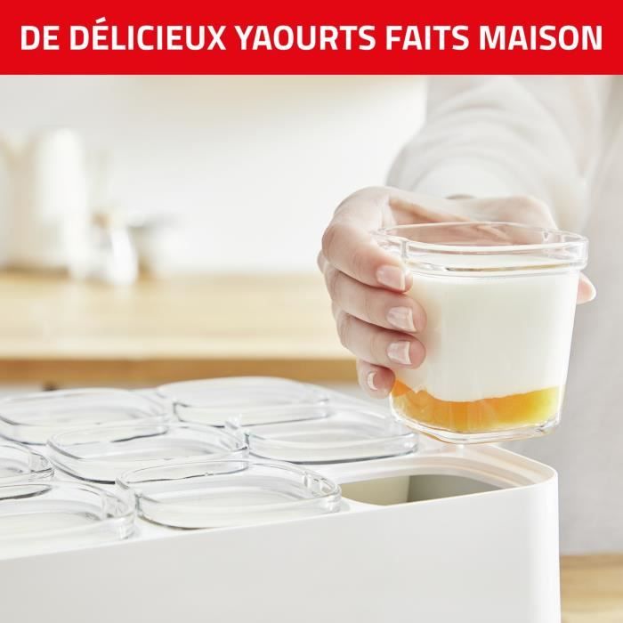 SEB Yaourtiere 12 pots 140 ml Yaourts et desserts maison 5 programmes automatiques 100 % sans BPA Fabriqué en France