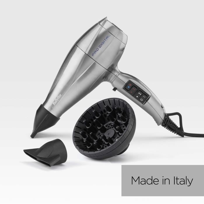 Seche-cheveux - BaByliss - 6000E Pro Digital 2200 - Technologie Ionique et Céramique - Fabriqué en Italie