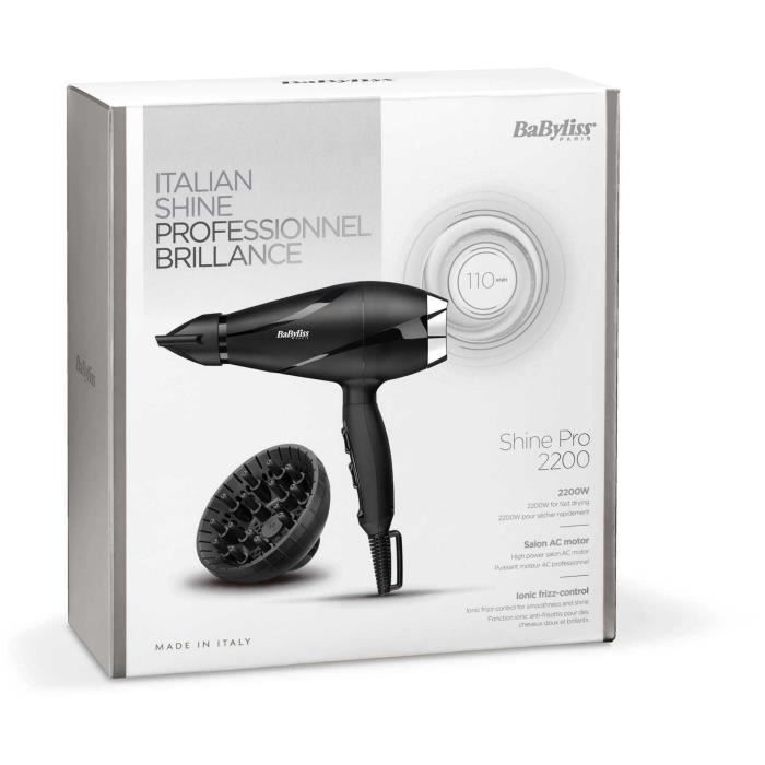 Seche-cheveux - BaByliss - 6713DE Shine Pro 2200 - Moteur AC - Fabriqué en Italie