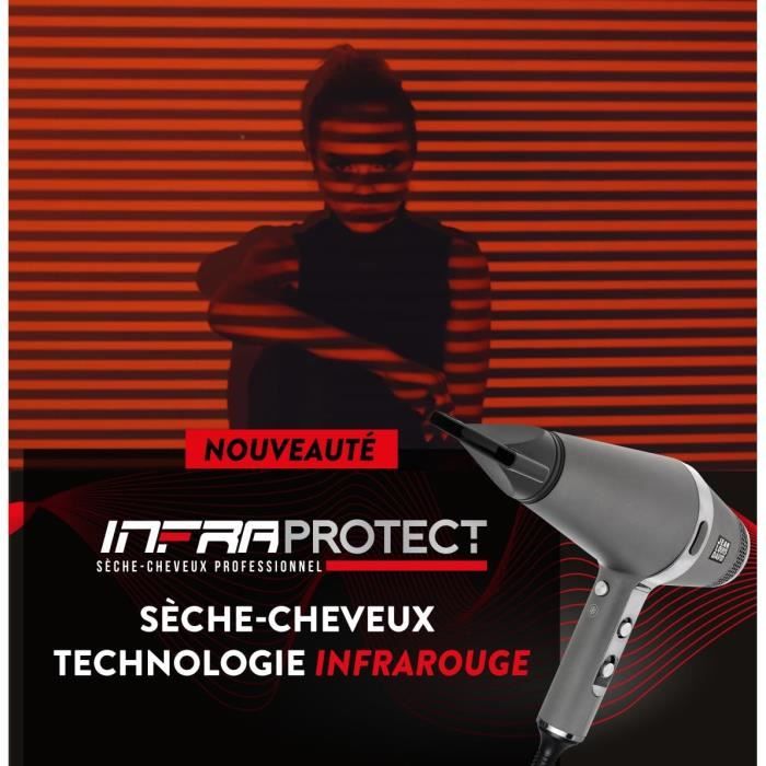 Seche-cheveux Professionnel JEAN LOUIS DAVID - Technologie exclusive Infrarouge - Réglage 2 vitesses - 3 Températures