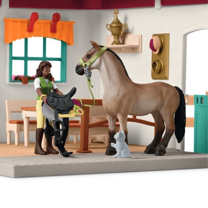 Sellerie du centre équestre coffret avec 85 éléments inclus dont 1 cheval et 1 personnage figurines pour enfants