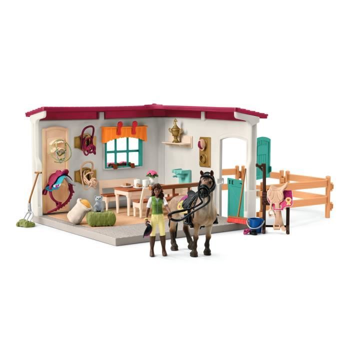 Sellerie du centre équestre coffret avec 85 éléments inclus dont 1 cheval et 1 personnage figurines pour enfants