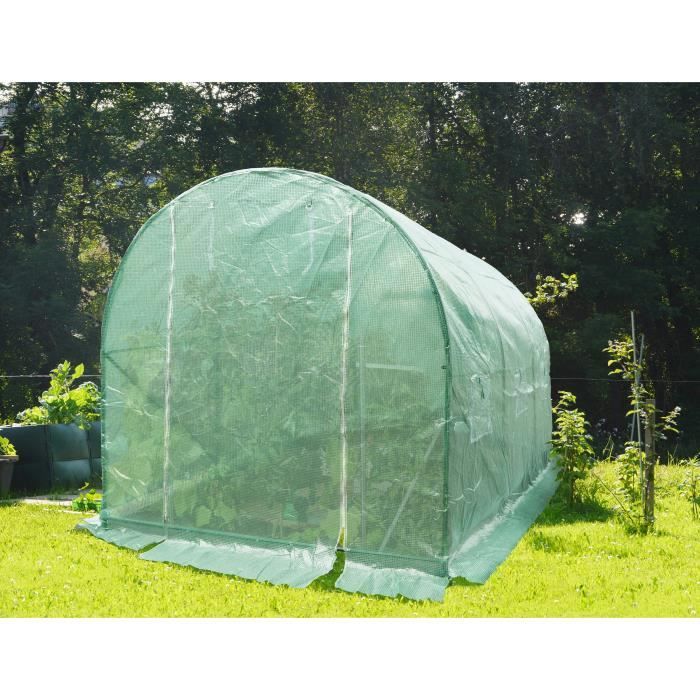 Serre de Jardin tunnel - 6 m2 - Toile en polyéthylene 140g & tube acier diam 18mm AUCUNE