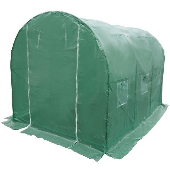 Serre de Jardin tunnel - 6 m2 - Toile en polyéthylene 140g & tube acier diam 18mm AUCUNE