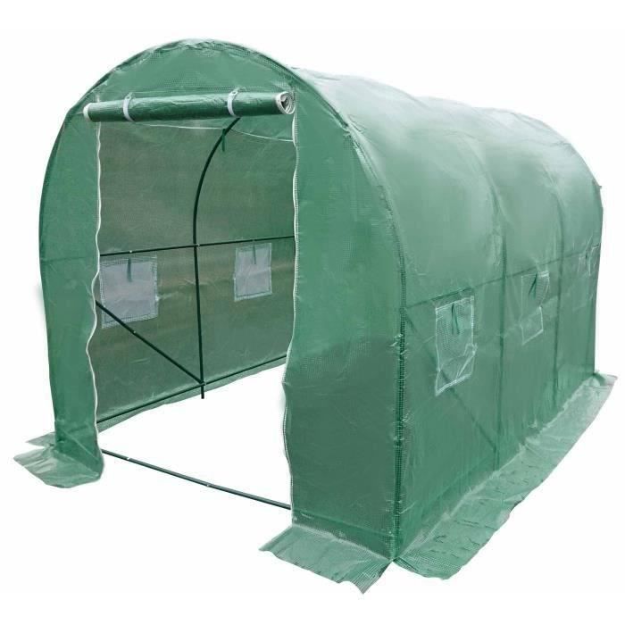 Serre de Jardin tunnel - 6 m2 - Toile en polyéthylene 140g & tube acier diam 18mm AUCUNE