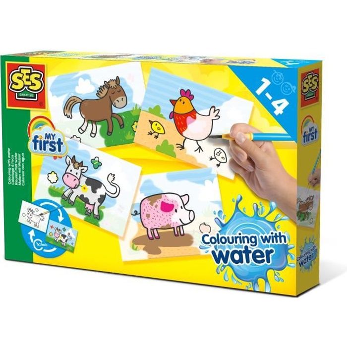 SES CREATIVE - 14455 - Coloriage a l’eau - Animaux de la Ferme