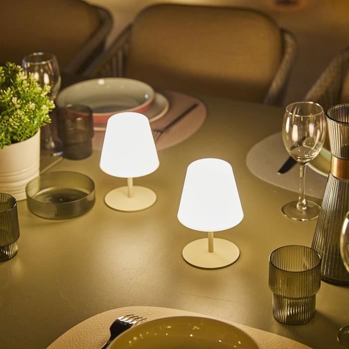 Set de 2 lampes de table sans fil - LUMISKY - TWINS - Cream - H16 cm - LED LUMISKY