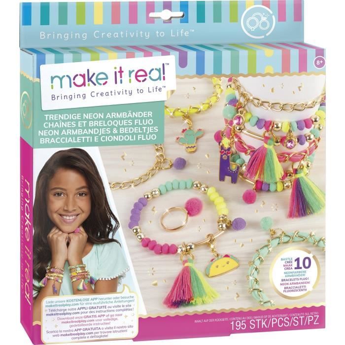 Set de perles Fluo pour fabrication de bijoux enfants - Make It Real - Lansay