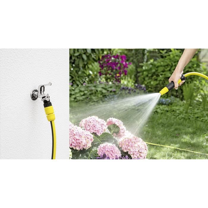 Set lance d'arrosage - KARCHER - Jaune - 2 formes de jets - aquastop KARCHER