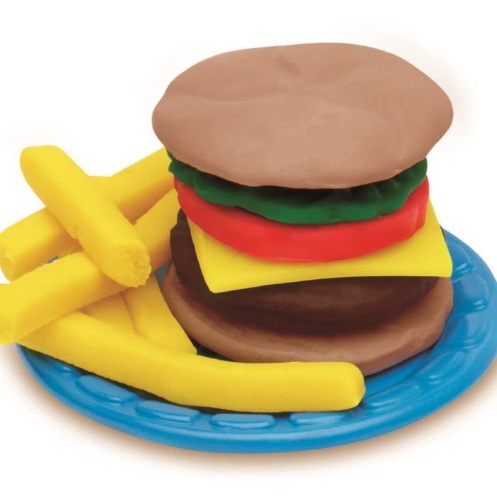 Set pâtes a modeler - PLAYDOH - Burger Party - Accessoires pour créer des hamburgers et hot-dogs - Des 3 ans