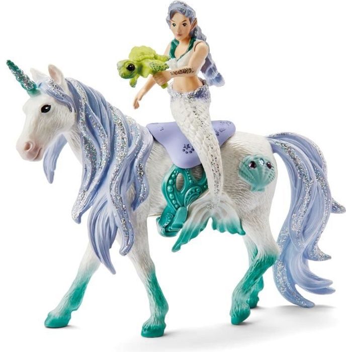 Sirene sur Licorne de mer figurine fantastique pour enfants des 5 ans 15,5 x 8,2 x 18 cm - schleich 42509 BAYALA