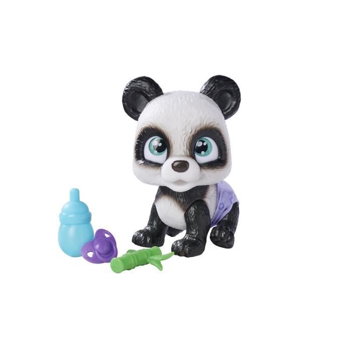 Smoby - Pamper Petz - Panda a adopter - 4 accessoires - Articulé - Bois et fais pipi - Certificat d’adoption - Des 3 ans