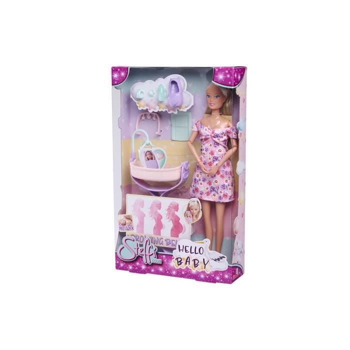 Smoby - Steffi Love - Future Maman - Poupée mannequin enceinte (29cm) - Accesoires pour bébé - Bouton