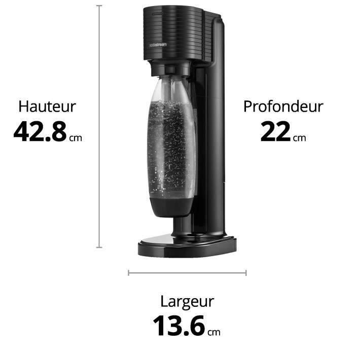 SodaStream GAIA Machine a Eau Pétillante - Pack 1 Bouteille 1L Compatible Lave-Vaisselle + 1 Recharge de Gaz 60L