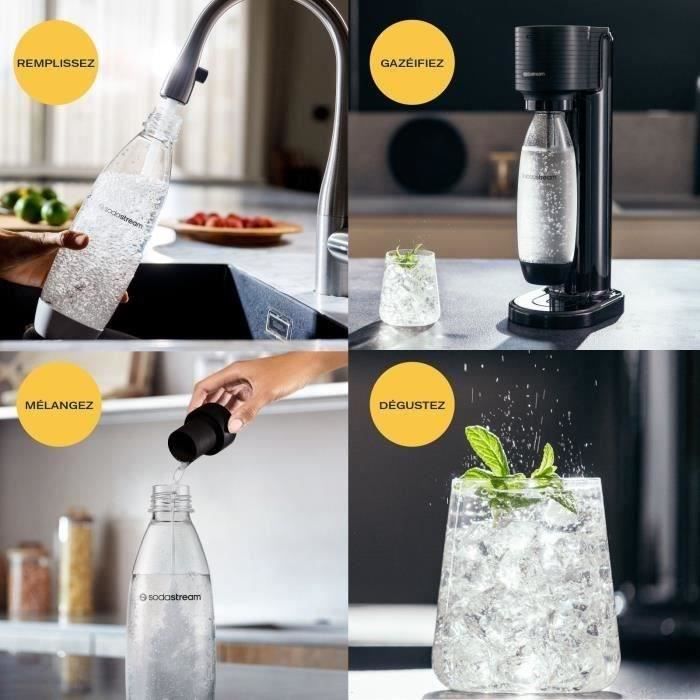 SodaStream GAIA Machine a Eau Pétillante - Pack 1 Bouteille 1L Compatible Lave-Vaisselle + 1 Recharge de Gaz 60L