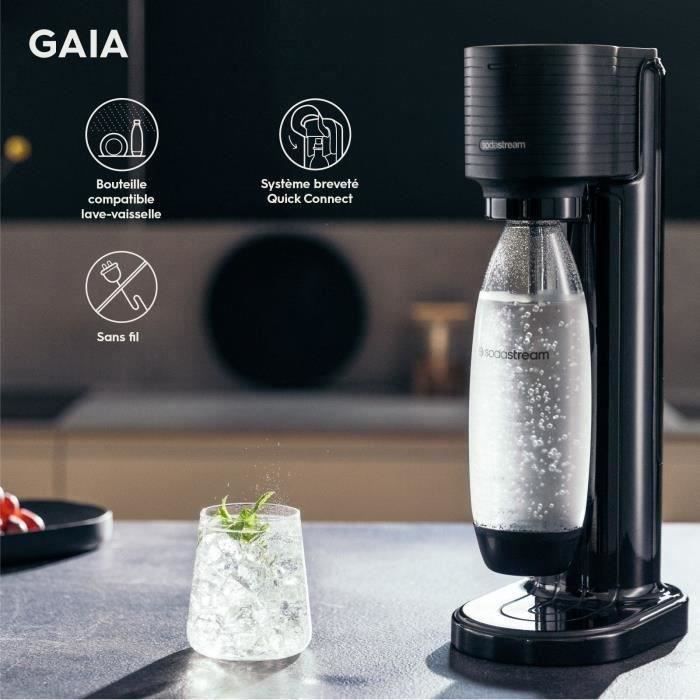 SodaStream GAIA Machine a Eau Pétillante - Pack 1 Bouteille 1L Compatible Lave-Vaisselle + 1 Recharge de Gaz 60L