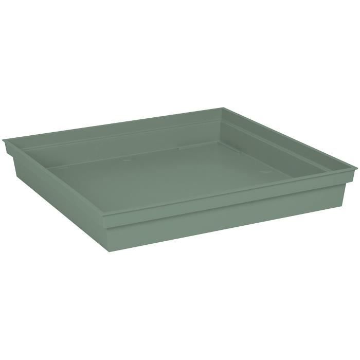 Soucoupe carrée Toscane - EDA PLASTIQUE - 40 cm - Vert laurier - Plastique EDA PLASTIQUE