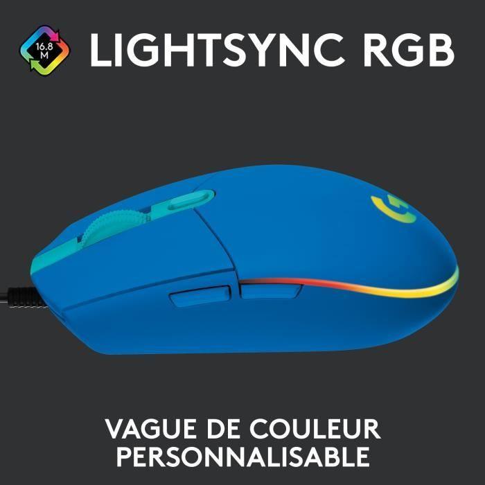 Souris Gaming Filaire - LOGITECH G - G203 - LIGHTSYNC - RGB - Bleu - Paloma Tech