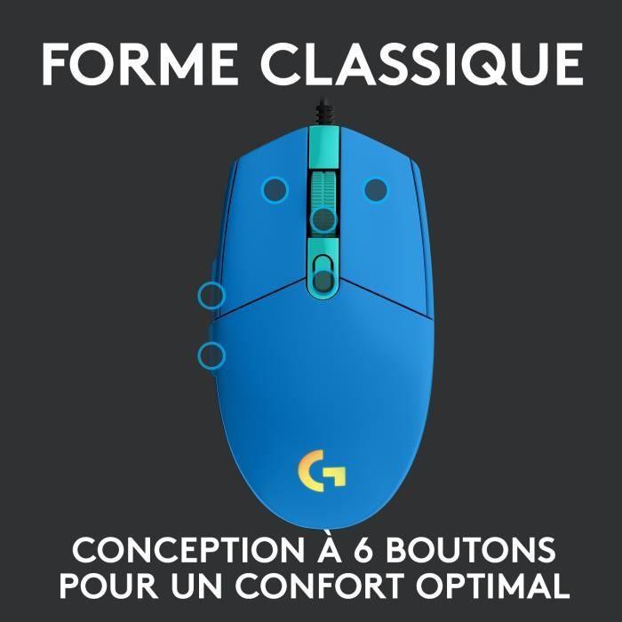 Souris Gaming Filaire - LOGITECH G - G203 - LIGHTSYNC - RGB - Bleu - Paloma Tech