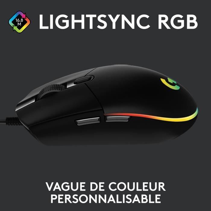 Souris Gaming filaire - LOGITECH G - G203 - LIGHTSYNC - RGB - USB - Noir - Paloma Tech