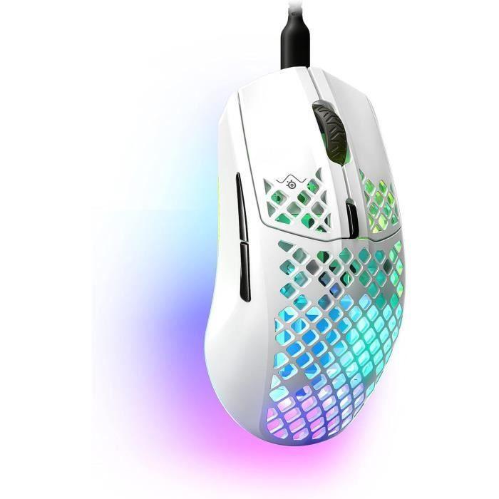 Souris gamer filaire ultra légere - STEELSERIES - AEROX 3 (2022) EDITION SNOW - Blanc - Paloma Tech