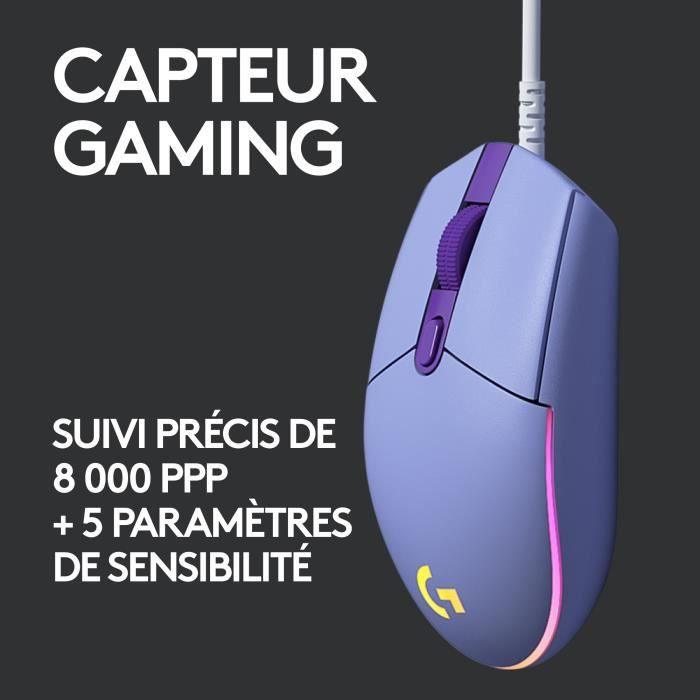 Souris Gaming Filaire - LOGITECH G - G203 - LIGHTSYNC - RGB - Couleur Lilas - Paloma Tech