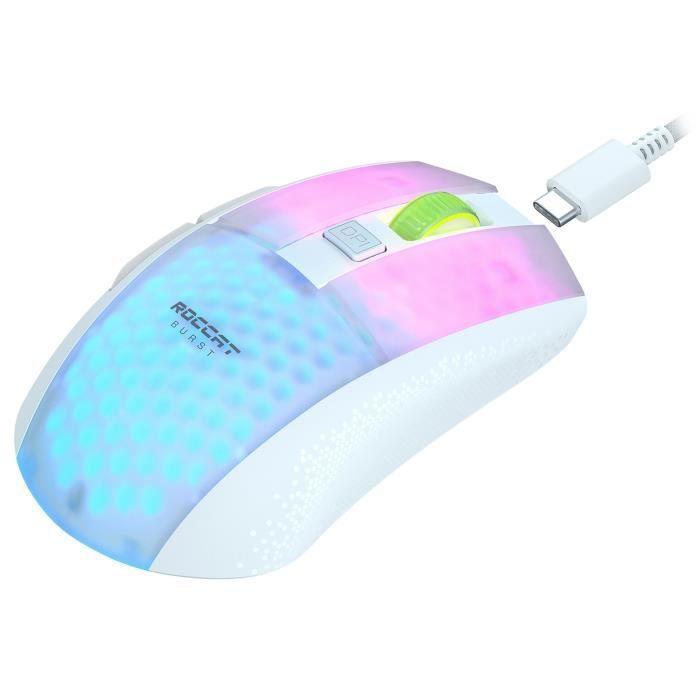 Souris Gaming - Sans Fil - ROCCAT - Burst Pro Air White - Blanc - Paloma Tech