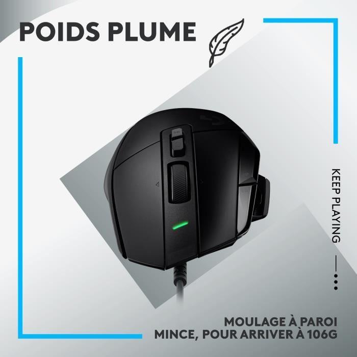 Logitech - G502 X Souris Gaming Filaire - LIGHTFORCE boutons primaires hybrides optique - mécanique, capteur gaming HERO 25K - Noir - Paloma Tech