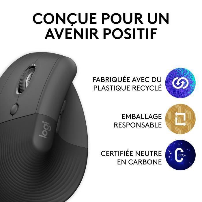 Souris Logitech Lift Left Ergonomique Verticale, Sans Fil, Silencieuse - Graphite LOGITECH