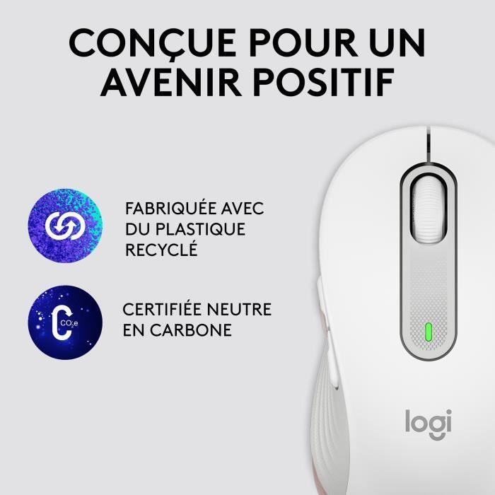 Souris Logitech Sans Fil pour gaucher Signature M650 L Left Pour Mains Larges, Silencieuse, Bluetooth, Boutons Programmables - Blanc LOGITECH