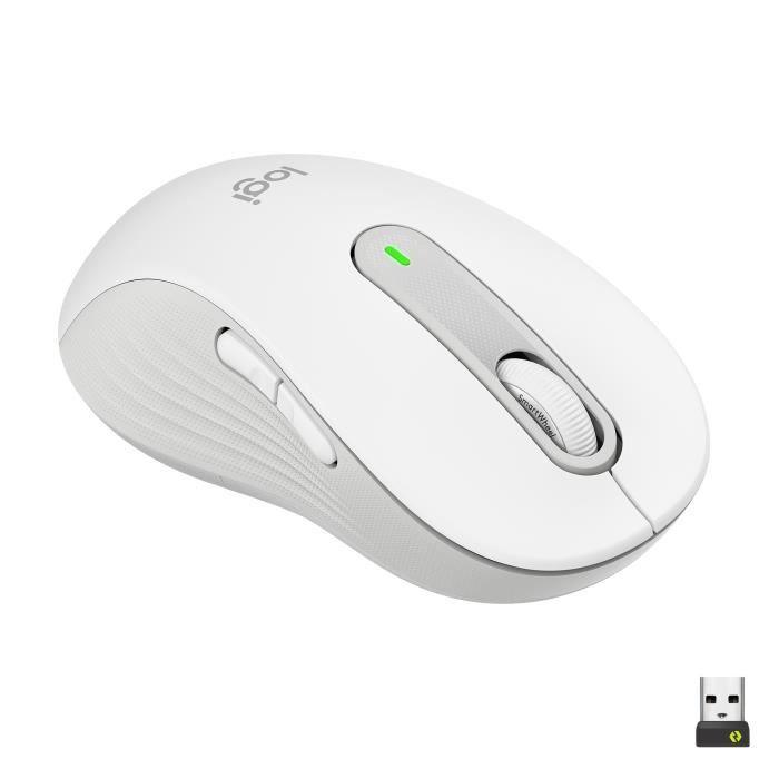 Souris Logitech Sans Fil pour gaucher Signature M650 L Left Pour Mains Larges, Silencieuse, Bluetooth, Boutons Programmables - Blanc LOGITECH