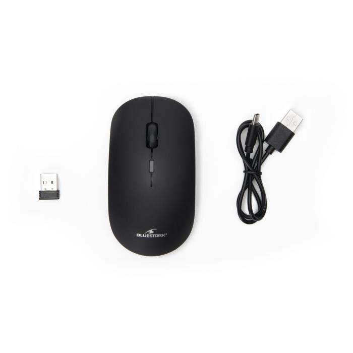 Souris Sans Fil - BLUESTORK - OFFICE 100 - 2.4G + Bluetooth - Rechargeable - PC/MAC - Noir BLUESTORK