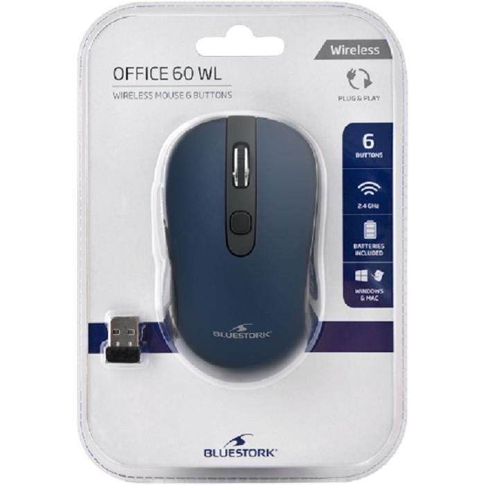 BLUESTORK - Souris Sans Fil - 2,4 GHz - 6 boutons - Bleu - Paloma Tech