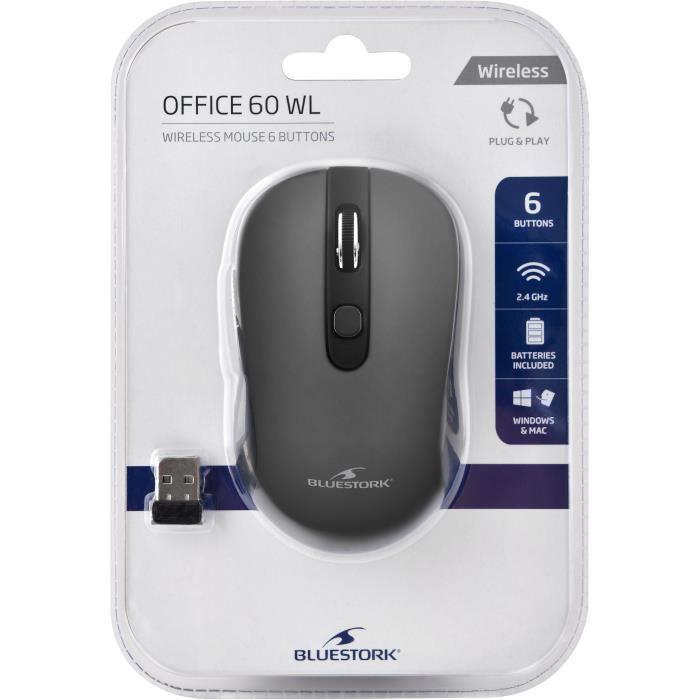 Souris Sans Fil - 2,4 GHz - 6 bouttons - Gris - Paloma Tech