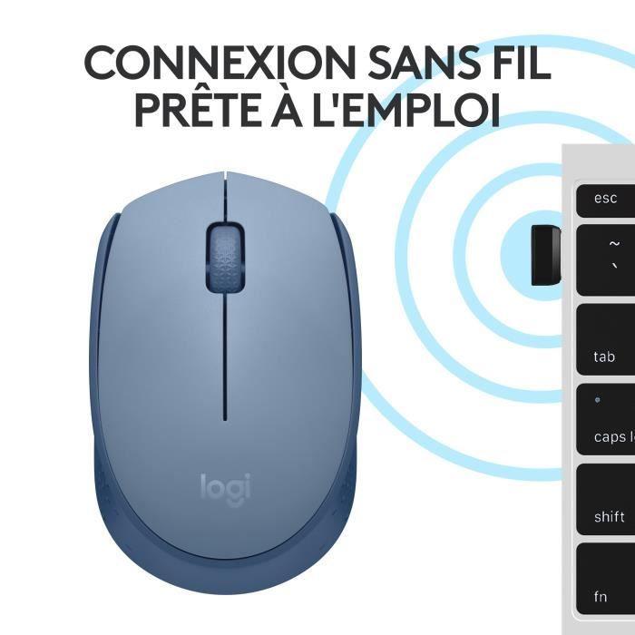 Souris Sans Fil - LOGITECH - M171 - 2,4 GHz avec Mini - récepteur USB - Suivi Optique - Ambidextre - Bleu Gris - Paloma Tech