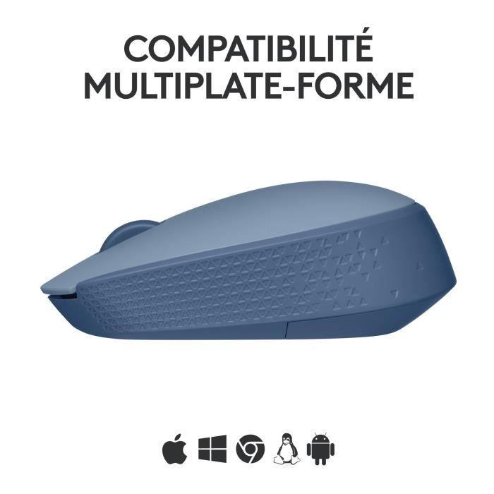 Souris Sans Fil - LOGITECH - M171 - 2,4 GHz avec Mini - récepteur USB - Suivi Optique - Ambidextre - Bleu Gris - Paloma Tech