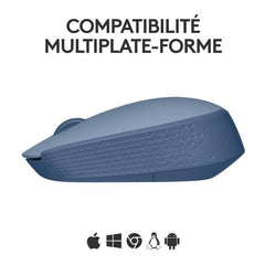 Souris Sans Fil - LOGITECH - M171 - 2,4 GHz avec Mini - récepteur USB - Suivi Optique - Ambidextre - Bleu Gris - Paloma Tech