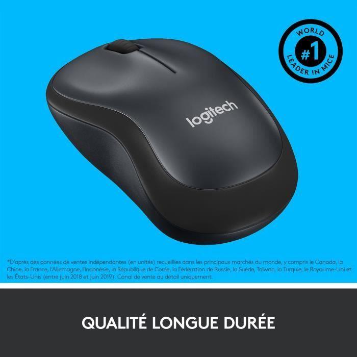 LOGITECH Souris Silencieuse M220 Silent - Sans Fil - Gris/Noir - Paloma Tech