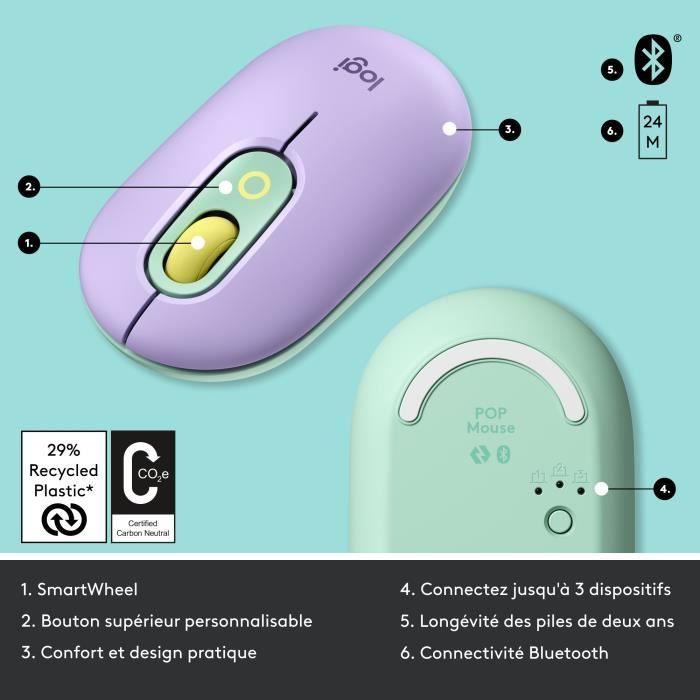 Souris - Sans fil - Logitech - Pop Mouse - avec Emoji - Menthe LOGITECH