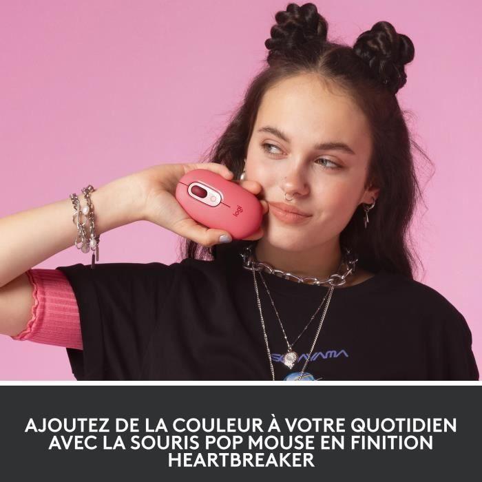 Souris - Sans fil - Logitech - Pop Mouse - avec Emoji - Rose LOGITECH