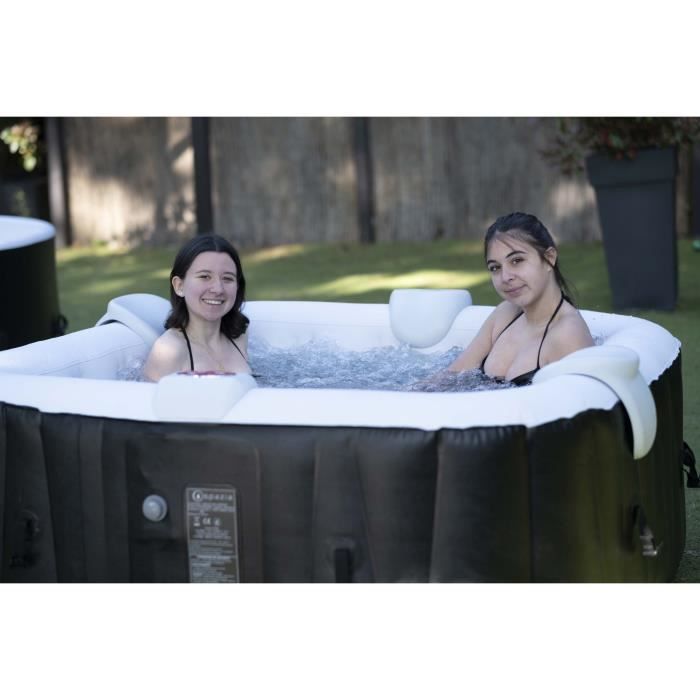 Spa gonflable avec bandeau LED SUNSPA - AC02-LED - 185 x 65 cm - 6 places - Carré (Avec filtre, cadenas, tapis de sol et SUNSPA